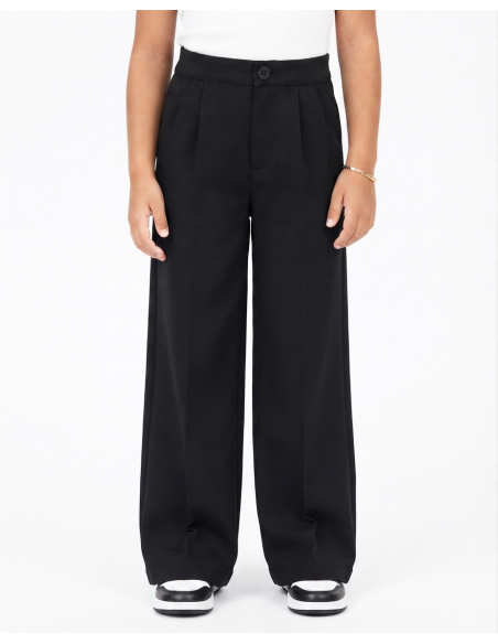 Pantalon Droit Noir Taille Haute Fille | Zerda
