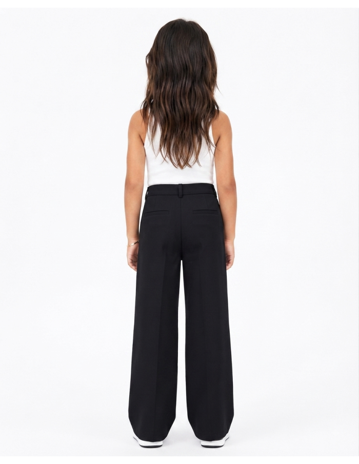Pantalon Droit Noir Taille Haute Fille | Zerda