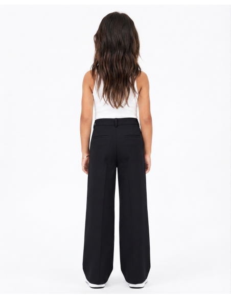 Pantalon Droit Noir Taille Haute Fille | Zerda