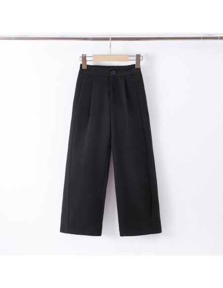 Pantalon Droit Noir Taille Haute Fille | Zerda