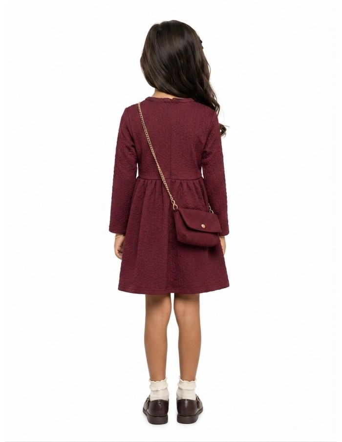 Robe Bordeau Sac Assorti Fille | Zerda