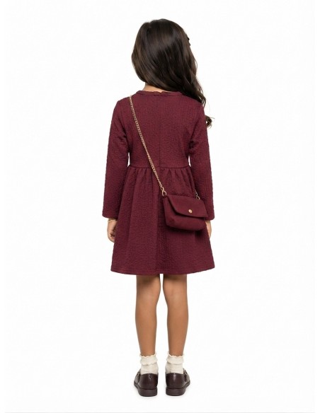 Robe Bordeau Sac Assorti Fille | Zerda
