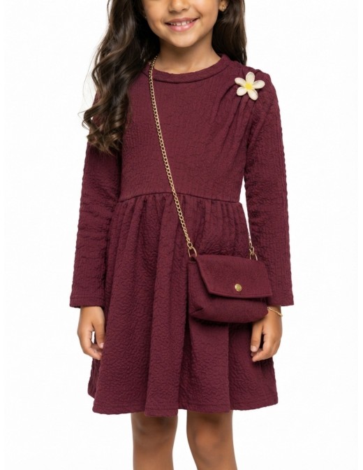 Robe Bordeau Sac Assorti Fille | Zerda 2