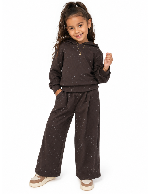 Ensemble Jogging Marron Strass Fille | Zerda
