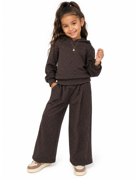 Ensemble Jogging Marron Strass Fille | Zerda