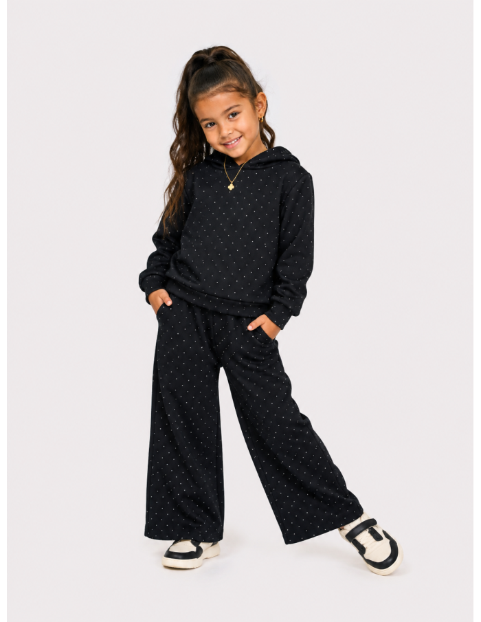Ensemble Jogging Noir Strass Fille | Zerda