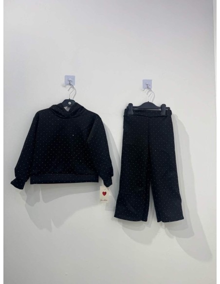 Ensemble Jogging Noir Strass Fille | Zerda
