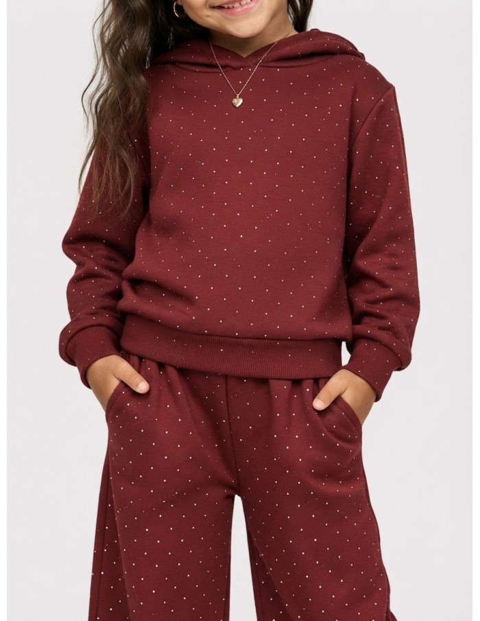 Ensemble Jogging Bordeaux Strass Fille | Zerda