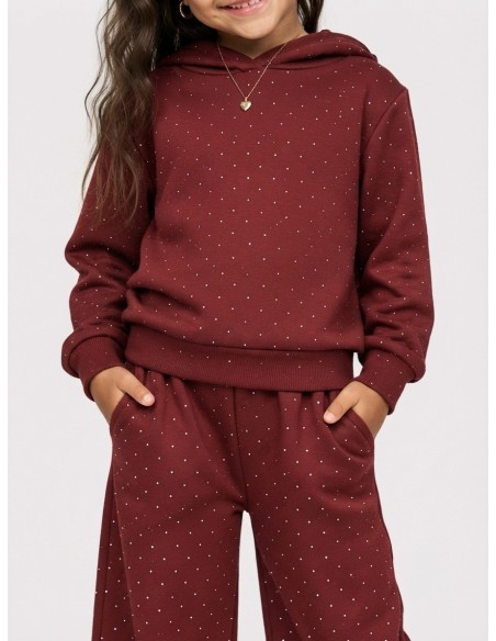 Ensemble Jogging Bordeaux Strass Fille | Zerda