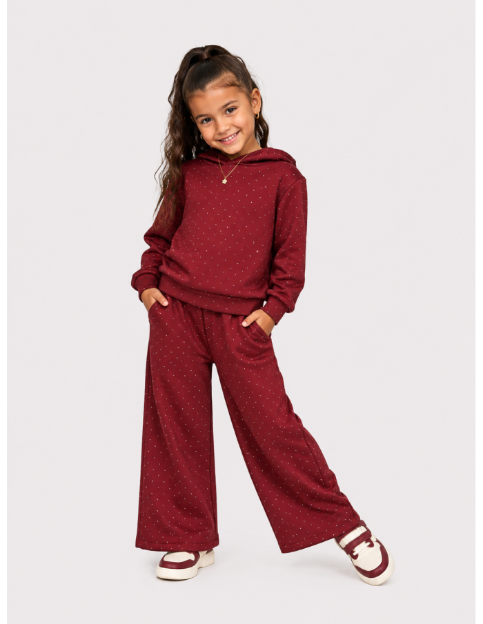 Ensemble Jogging Bordeaux Strass Fille | Zerda