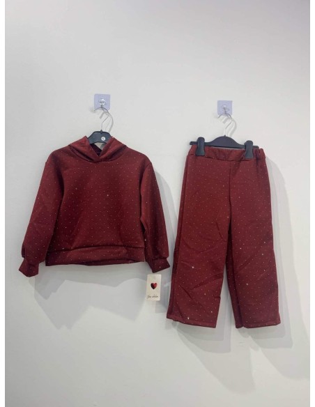 Ensemble Jogging Bordeaux Strass Fille | Zerda