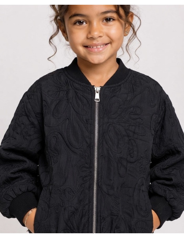 Veste Bomber Noire Brodée Fille | Zerda