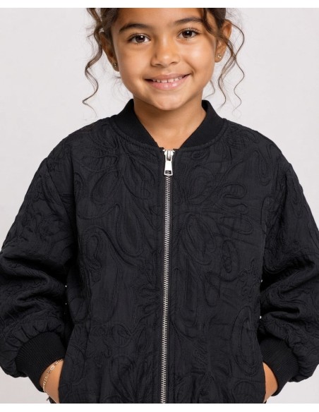 Veste Bomber Noire Brodée Fille | Zerda