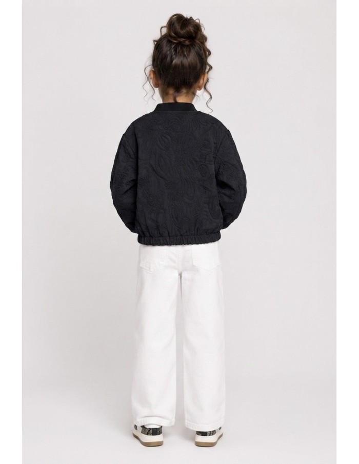Veste Bomber Noire Brodée Fille | Zerda