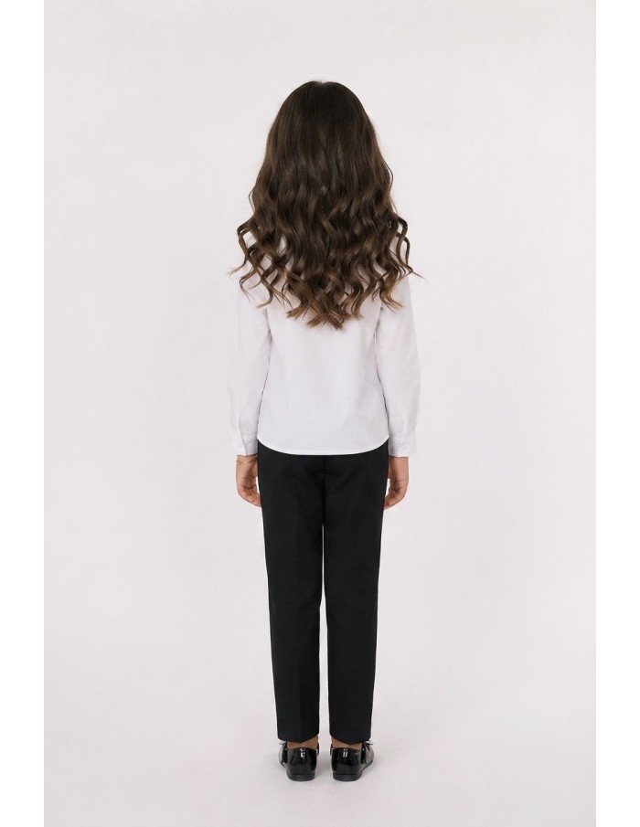 Chemise Blanche Col Perlé Fille | Zerda