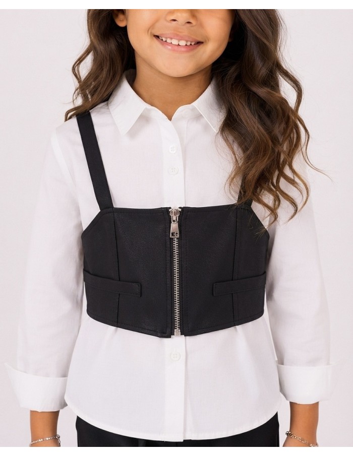 Ensemble Chemise Top Noir Pantalon Fille | Zerda