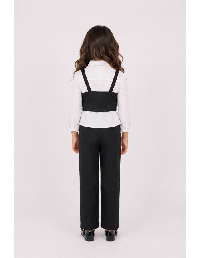 Ensemble Chemise Top Noir Pantalon Fille | Zerda