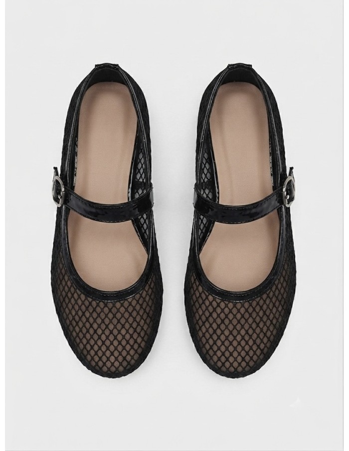 Ballerines femme noire  en résille | Zerda Boutique