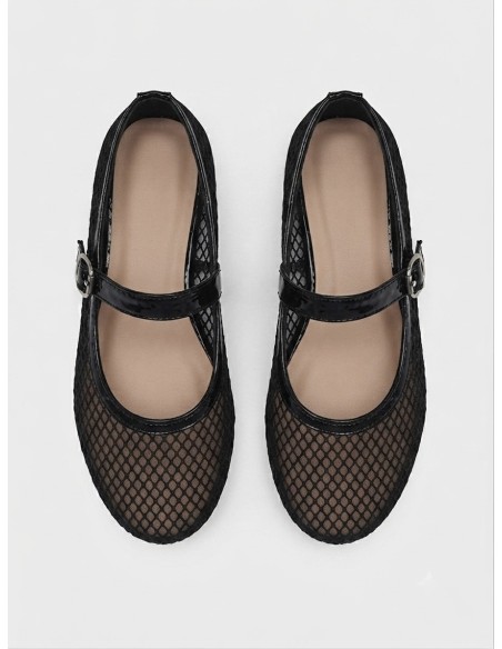 Ballerines femme noire  en résille | Zerda Boutique