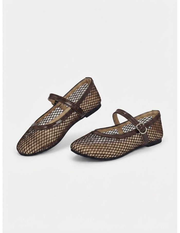 Ballerines femme chocolat en résille | Zerda Boutique