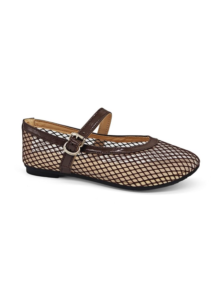 Ballerines femme chocolat en résille | Zerda Boutique