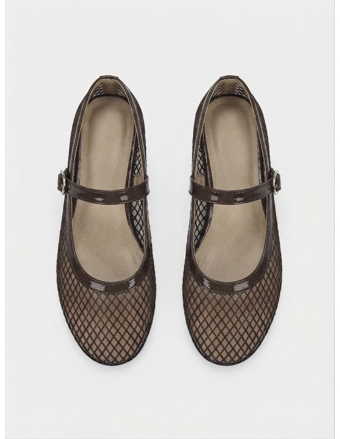Ballerines femme chocolat en résille | Zerda Boutique
