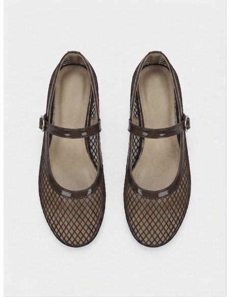 Ballerines femme chocolat en résille | Zerda Boutique