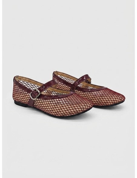 Ballerines femme bordeaux en résille | Zerda Boutique