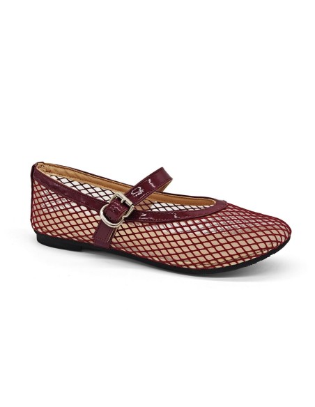 Ballerines femme bordeaux en résille | Zerda Boutique