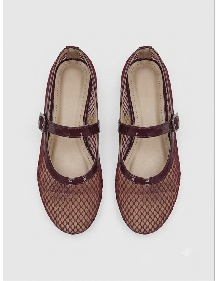 Ballerines femme bordeaux en résille | Zerda Boutique