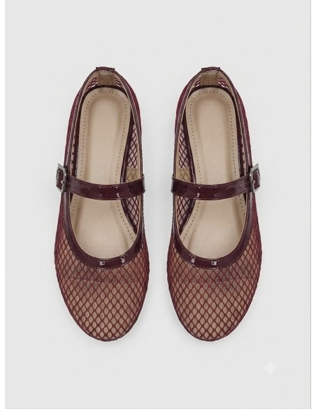 Ballerines femme bordeaux en résille | Zerda Boutique
