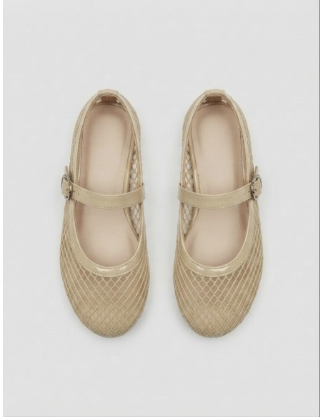 BALLERINE BEIGE EN RÉSILLE - FEMME