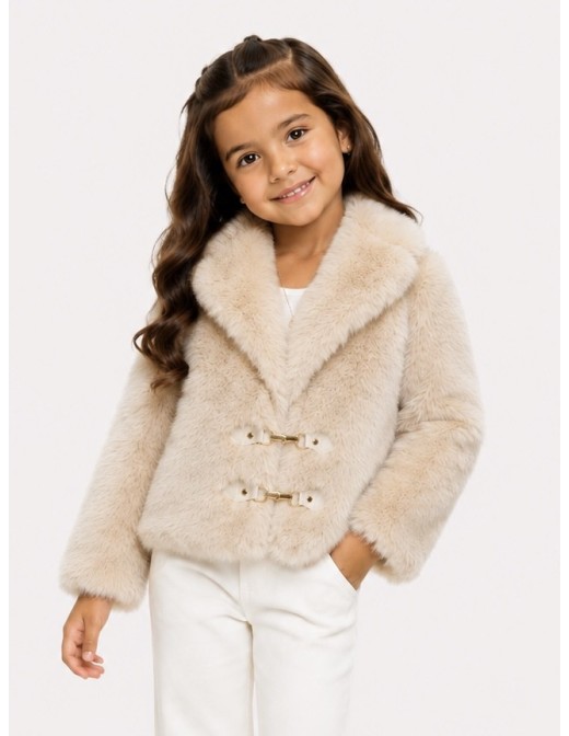 Veste Fourrure Beige Fermoirs Fille | Zerda Boutiques