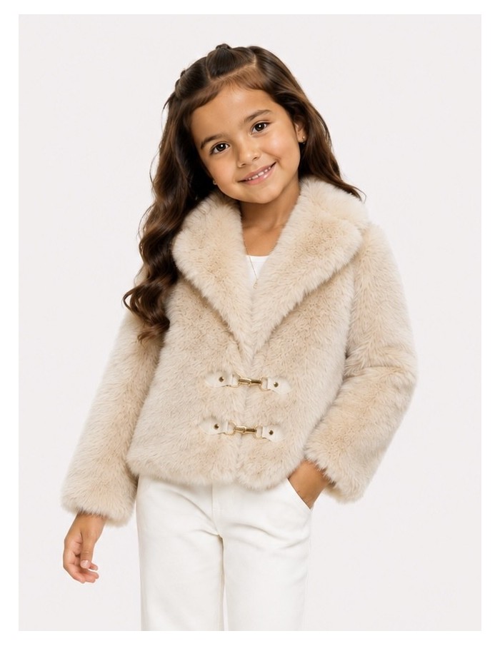 Veste Fourrure Beige Fermoirs Fille | Zerda Boutiques