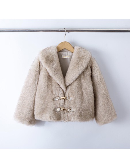 Veste Fourrure Beige Fermoirs Fille | Zerda Boutiques