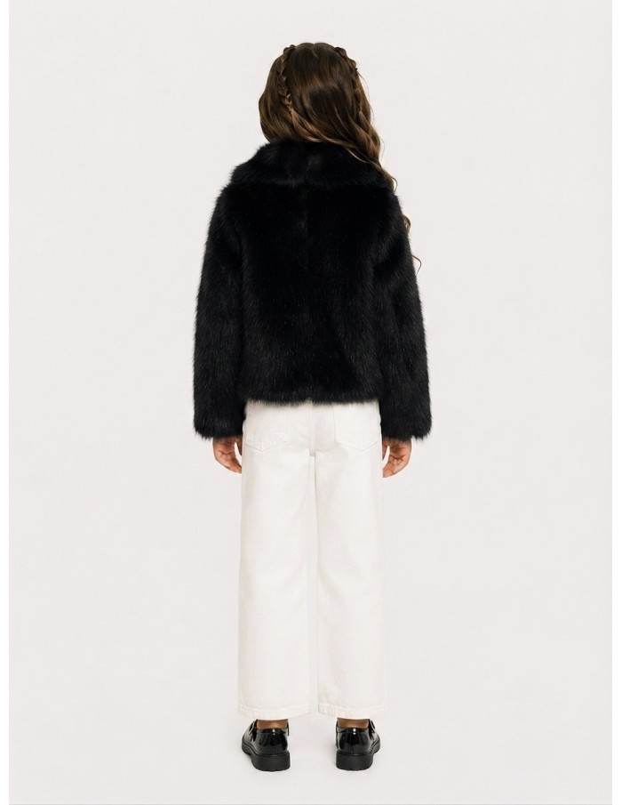 Veste Fourrure Noir Fermoirs Fille | Zerda
