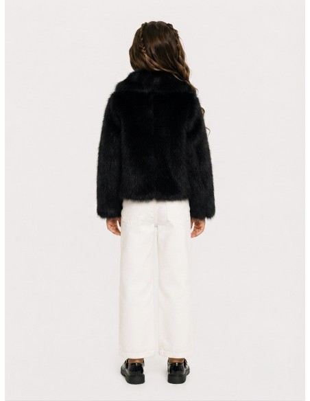 Veste Fourrure Noir Fermoirs Fille | Zerda