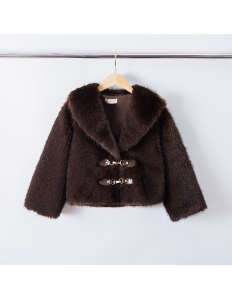 Veste Fourrure Marron Fermoirs Fille | Zerda