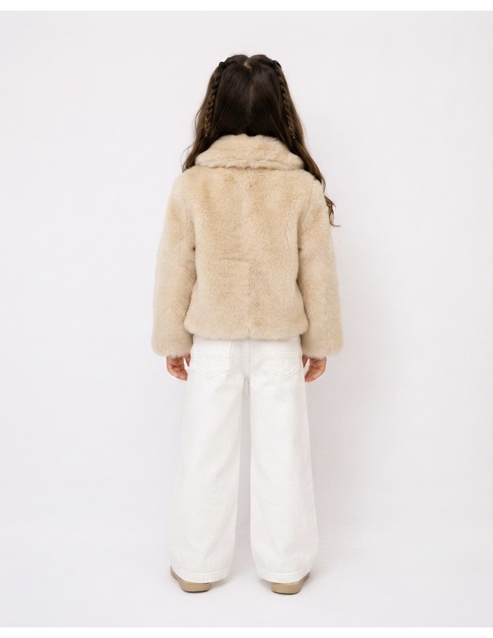 Veste Fourrure Beige Simple Fille | Zerda