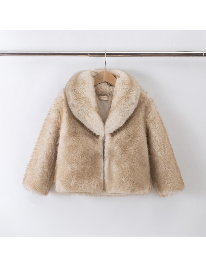 Veste Fourrure Beige Simple Fille | Zerda