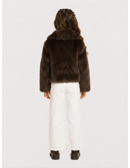 Veste Fourrure Marron Simple Fille | Zerda