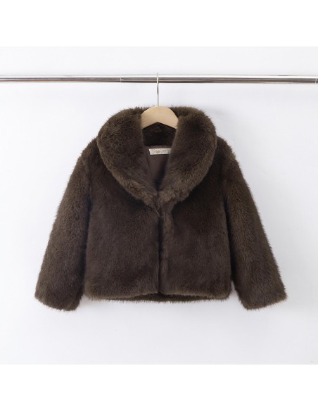 Veste Fourrure Marron Simple Fille | Zerda