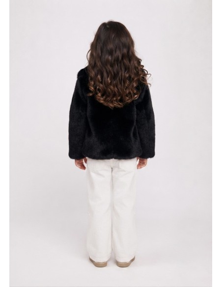 Veste Fourrure Noir Simple Fille | Zerda