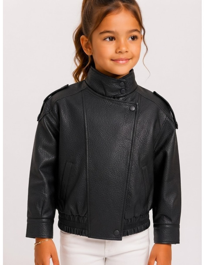 Veste Similicuir Noire Motard Fille | Zerda