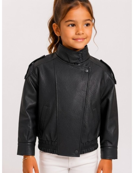 Veste Similicuir Noire Motard Fille | Zerda