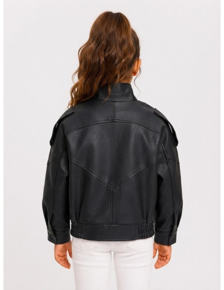 Veste Similicuir Noire Motard Fille | Zerda