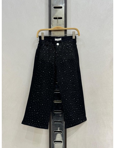 Jean Noir Strass Évasé Fille | Zerda