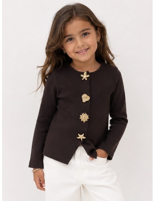 Haut Coquillage Marron Fille | Zerda