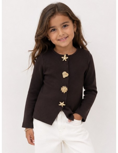 Haut Coquillage Marron Fille | Zerda