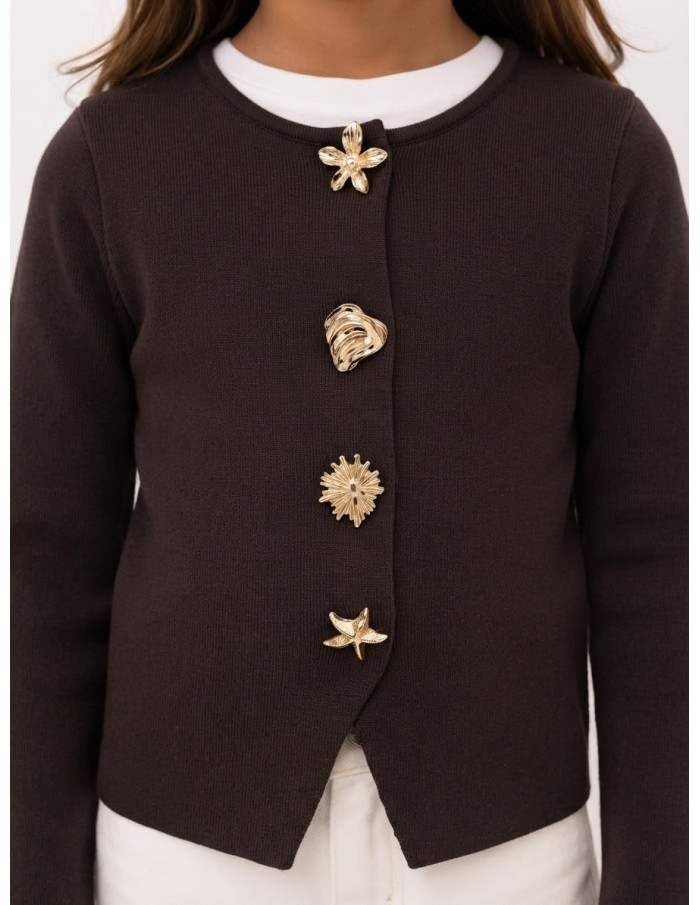 Haut Coquillage Marron Fille | Zerda